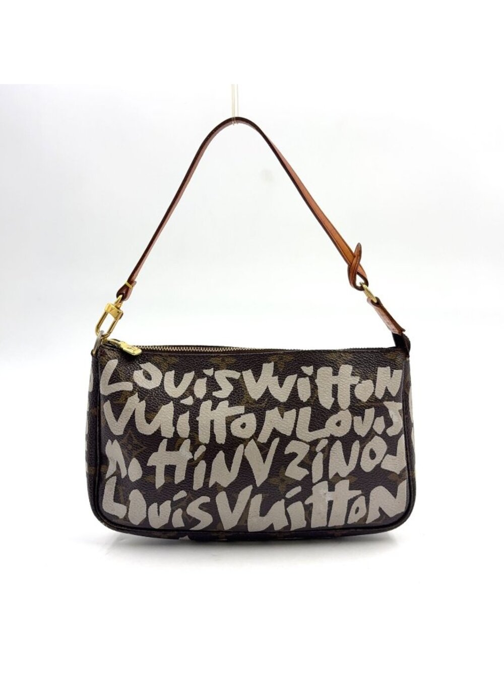 Louis Vuitton Pochette Accessoires Monogram Graffiti Argent Leather Brown